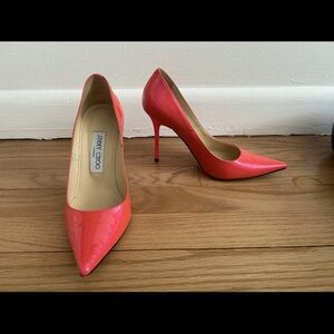 Jimmy Choo Coral Pointed candy pink orange high heels shoes leather 36 US 6